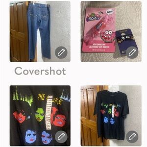 Levi’s 12S jeans👖+The Cure Tee NWT szXL from Spencer’s+🍬💋balm+☯️earrings NOC